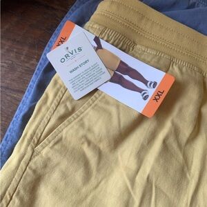 Orvis Mustard Yellow Shorts and blue shorts two shorts NWT